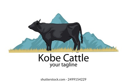 kobe ​​cattle for your logo with separate white background