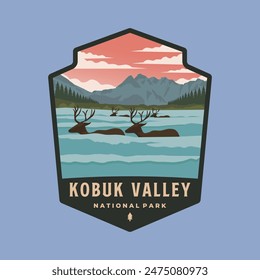 kobuk valley national park emblem patch logo vector illustration design, alaska national park design