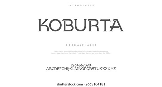 Koburta Abstract fontes de alfabeto modernas mínimas. Ilustração vetorial da tecnologia de tipografia