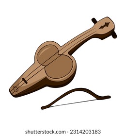 Kobyz Kazakh traditional folk musiacal instrument. Vector illustration