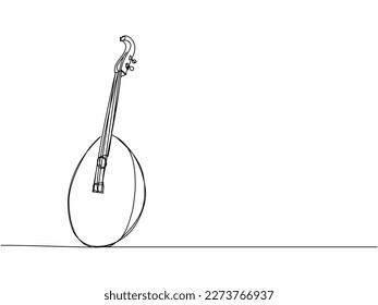 Kobza one line art. Continuous line drawing of music, instrument, folk, musical, ukrainian, culture, acoustic, ethnic, lute, kobza, traditional, mandolin, string