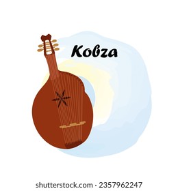 Kobza. Traditional Slavic, Ukrainian musical instrument. Vector illustration