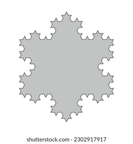 Koch snowflake construction. Vector illustration isolated on white background.