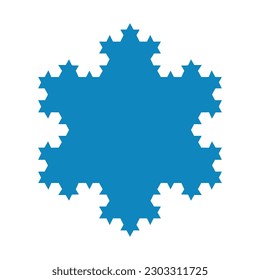 Koch snowflake construction. Vector illustration isolated on white background.