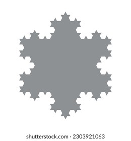 Koch snowflake construction. Vector illustration isolated on white background.