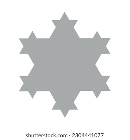 Koch snowflake construction. Vector illustration isolated on white background.