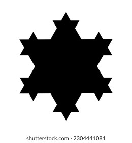 Koch snowflake construction. Vector illustration isolated on white background.