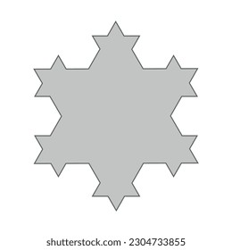 Koch snowflake construction. Vector illustration isolated on white background.