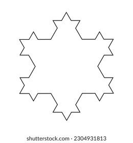 Koch snowflake construction. Vector illustration isolated on white background.