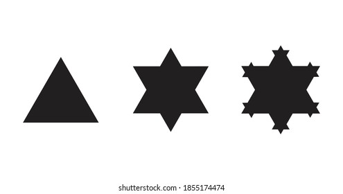 koch snowflake fractal geometry, vector illustration