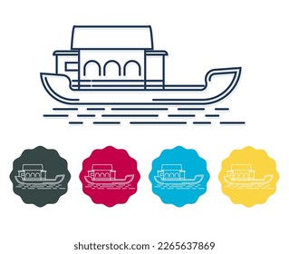 Kochi City - Houseboat - Icon Illustration as EPS 10 File  