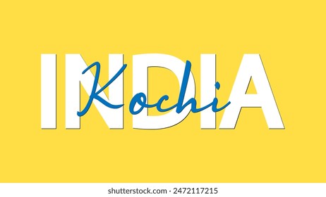 Kochi in India calligraphy concept vector vector illustration. Kochi is he largest city of the Indian state of Kerala.
