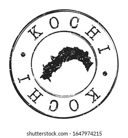 Kochi Japan Map Postmark. A Silhouette Postal Passport. Stamp Round Vector Icon. Vintage Postage Designs.