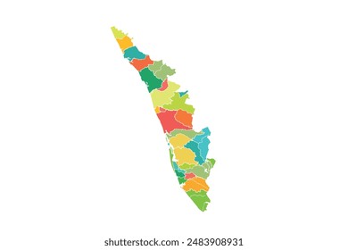 Kochi map isolated modern colorful style. for website layouts, background, education, precise, customizable, Travel worldwide, map silhouette backdrop, earth geography, political, reports. 