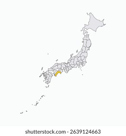 Kochi Prefecture highlighted on Japan map