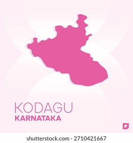 KODAGU District Map, Karnataka, India – Editable Vector Outline.