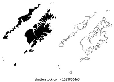Kodiak Island Borough, Alaska (Boroughs and census areas in Alaska, United States of America,USA, U.S., US) map vector illustration, scribble sketch Kodiak Island map