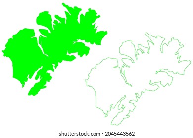 Kodiak island (United States of America, North America, Alaska, US, USA) map vector illustration, scribble sketch Kodiak map