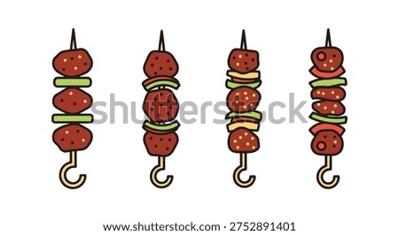 Kofta Kebab Line art vector minimal contemporary abstract color