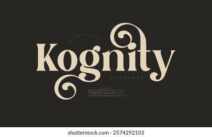 Kognity typography beauty fashion elegant minimalist serif italic fonts decorative wedding vintage retro logos. Minimal luxury font alphabet logo. Vector illustration