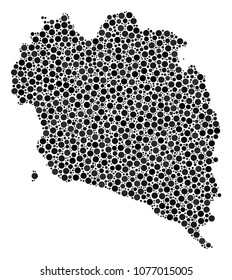 Koh Phangan Thai Island Map collage of circle elements in various sizes. Scattered round spots are combined into Koh Phangan Thai Island Map collage. Vector geographic map vector illustration.