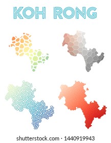 Koh Rong geometric polygonal, mosaic style island maps collection. Modern design for your infographics or presentations.