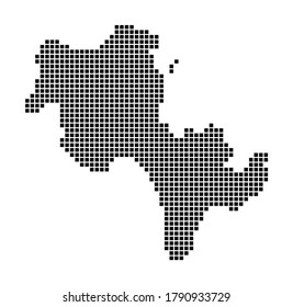 Mapa de Koh Rong. Mapa de Koh Rong con un estilo punteado. Las fronteras de la isla están llenas de rectángulos para tu diseño. Ilustración vectorial.