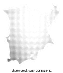 Koh Samui Map halftone vector pictogram. Illustration style is dotted iconic Koh Samui Map symbol on a white background. Halftone matrix is round spots.