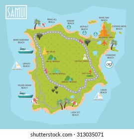 Koh Samui Travel Vector Set