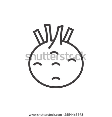 Kohl Rabi thin liner icon vector.