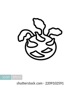 Kohlrabi or German Turnip isolated vector icon. Vegetable sign. Graph symbol for food and drinks web site, apps design, mobile apps and print media, logo, UI