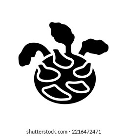 Kohlrabi or German Turnip isolated vector glyph icon. Vegetable sign. Graph symbol for food and drinks web site, apps design, mobile apps and print media, logo, UI