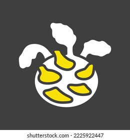 Kohlrabi or German Turnip isolated vector glyph on dark background icon. Vegetable sign. Graph symbol for food and drinks web site, apps design, mobile apps and print media, logo, UI