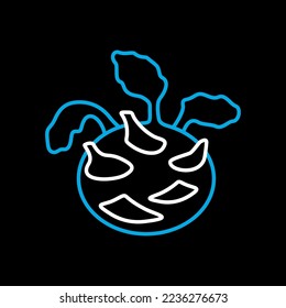 Kohlrabi or German Turnip isolated vector on black background icon. Vegetable sign. Graph symbol for food and drinks web site, apps design, mobile apps and print media, logo, UI