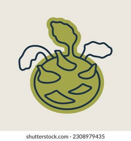 Kohlrabi or German Turnip isolated vector icon. Vegetable sign. Graph symbol for food and drinks web site, apps design, mobile apps and print media, logo, UI