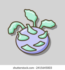 Kohlrabi or German Turnip isolated vector icon. Vegetable sign. Graph symbol for food and drinks web site, apps design, mobile apps and print media, logo, UI