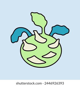 Kohlrabi or German Turnip isolated vector icon. Vegetable sign. Graph symbol for food and drinks web site, apps design, mobile apps and print media, logo, UI