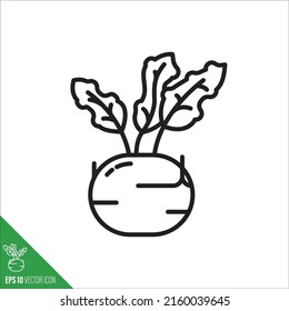 Icono de verdura de Kohlrabi o Turnip alemán, ilustración vectorial outlinestyle