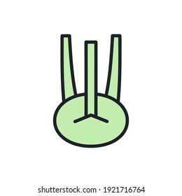 Kohlrabi icon. Linear color icon, contour, shape, outline isolated on white. Thin line. Modern design. Vector illustrations of vegetables.