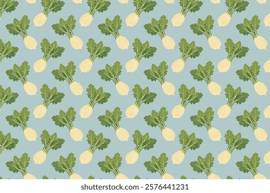 Kohlrabi seamless pattern. Vector illustration for your design.