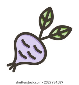 Kohlrabi Thick Line Filled Colors For Personal And Commercial Use.
