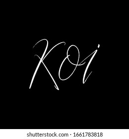 Koi brush paint hand drawn lettering on black background. Love in japanese language design  templates for greeting cards, overlays, posters