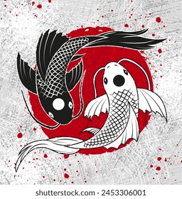 Koi carp art vector design