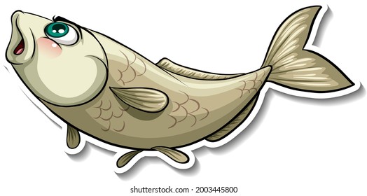 Ilustración de la caricatura de pescado de la carpa de Koi