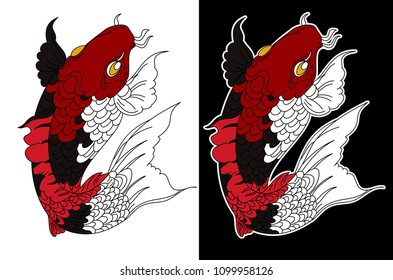 Koi carp fish isolate vector.