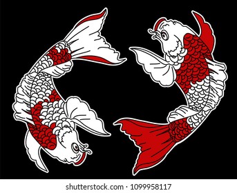 Koi carp fish isolate vector.Traditional Japanese art style for tattoo.