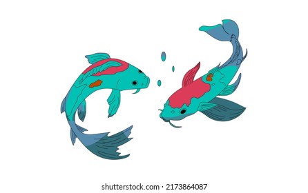 koi carp fish. isolated on a white background.vector illustration.print for your design