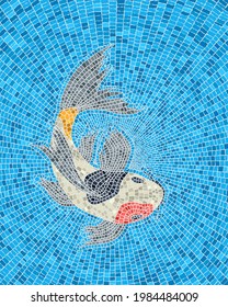 Koi carp fish mosaic, vector illustration