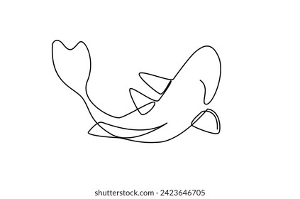 koi carp fish on the white background in a continuous single line drawing style template