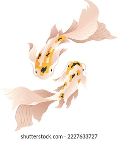 Peces de carpa de Koi, peces koi japoneses. Ilustración vectorial sobre fondo blanco.